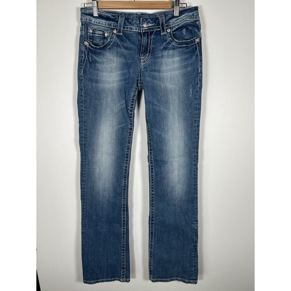 Vintage Y2K Miss Me JP5409B bootcut lowrise rhinestone embellished jeans 30